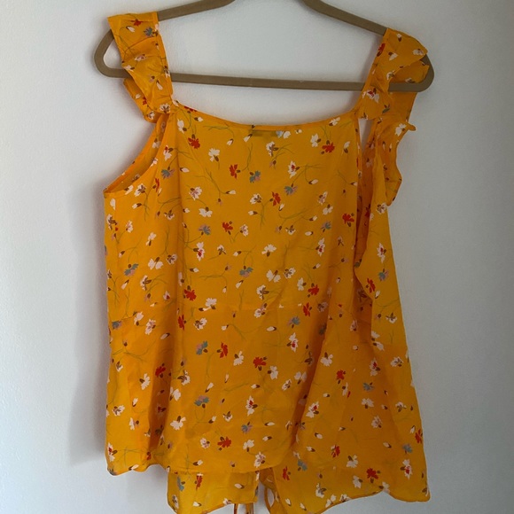 Madewell silk cami wrap top yellow floral print 4 - Picture 8 of 8